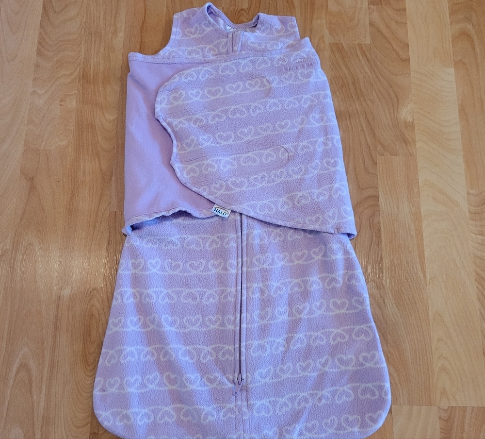Halo Fleece Sleep Sack Swaddle Size Small 3-6 Months Purple